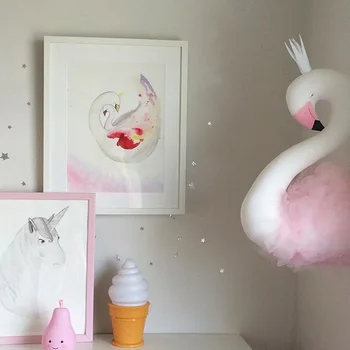 Pink Swan Væggen Hænger Børnehave Indretning Udstoppet Svane, Legetøj Dukker til Piger Dyr Hoved vægbeslag Baby Kids Room Children ' s Day Gave
