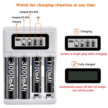 PALO Oprindelige AAA Genopladelige Batteri Oplader 1,2 V AAA NIMH Genopladelige batterier Til Lommelygten Legetøj Bil