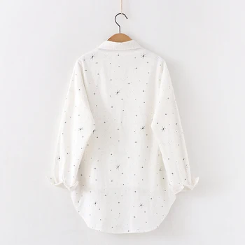 2020 Efteråret Nye Brand-Shirt Cosmic Stjerne Print Bomuld Skjorte Kvinders Løs Store Casual Bluse Kvindelige Studerende Designe Tøj Toppe