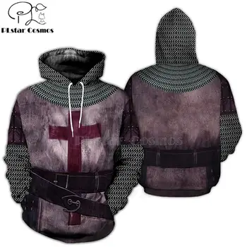 PLstar Kosmos Trykt Knights Templar 3d-hoodies/Sweatshirt Vinter efteråret sjove Harajuku Lange ærmer rustning cosplay streetwear-58