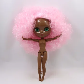 ISKOLDE DBS Blyth Dukke super black skin pink hår afro hår fælles organ, skinnende ansigt 1/6 bjd 30cm toy acticuated dukke