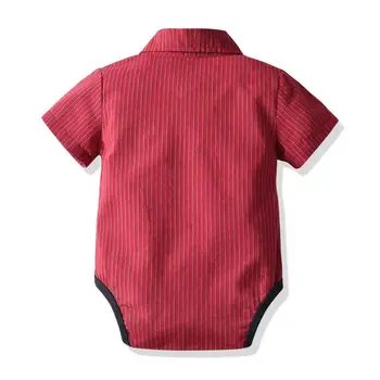 Kid Baby Dreng Sparkedragt Sæt Tøj til Nyfødte Bryllup Kostume Drenge Først Birthday Suit Rød Stribet Sparkedragt lille Barn Herre Tøj