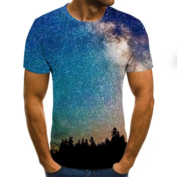 2020 ny natur landskab kortærmet T-shirt til sommeren casual top 3D printet mode rund hals skjorte plus size streetwear