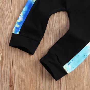 0-3Y Mode Drenge Tie-farvet Tøj Sæt, langærmet Sweatshirt Top Bukser Til Vinter Og Sent Efterår