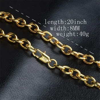 Europa og Usa 18 K 8mm mænds halskæde i guld Europæiske og Amerikanske hot O-formede tyk kæde længde