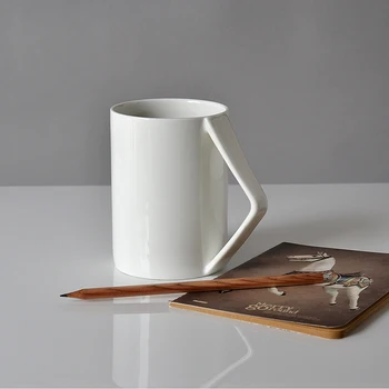 400ML, plain hvid benporcelæn nespresso kaffe krus, det nye design lige-vinkel håndtag, mumi kop vand, keramisk krus bone china