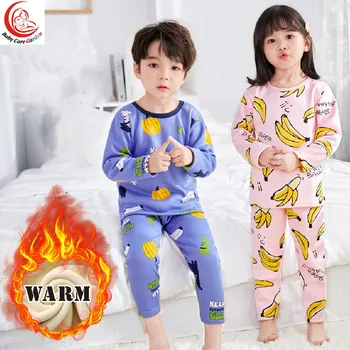 2020 nye børn dreng fortykket pyjamas sæt tegnefilm langærmet top med bukser til baby pige efteråret og vinteren varme pyjamas
