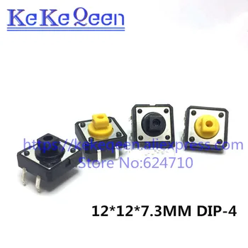 1000PCS 12*12*7.3 mm Takt Skifte band placering 12x12x7.3 mm nøgle skifte B3F-4055 mikro-knappen for at skifte gul sort firkantet hoved