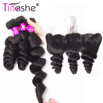 Tinashe Hår, Brazilian Hår Væve Bundter Remy Human Hair Blonder Frontal Med Lukning Løs Bølge Bundter Med Frontal Lukning