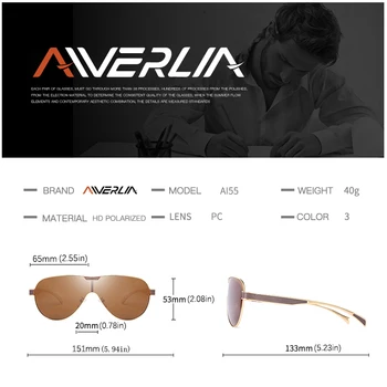 AIVERLIA Solbriller Mænd Polariseret Mænds Briller Man Solbrille Brand Design Mirror Linse Sort Guld Oculos Masculino AI55