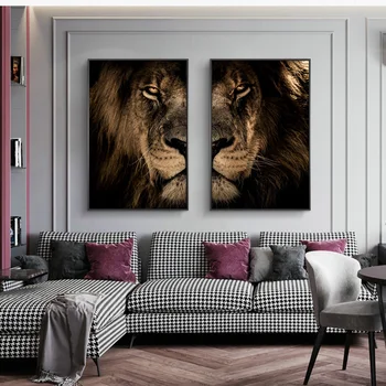 Afrikanske Vilde Løve Hoved Modulære Billeder af Dyr Lærred Malerier på Væg Kunst, Plakater og Prints Lion Malerier Hjem Indretning