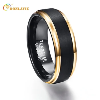 Party Ring Guld Farve Kant Lover Bandet Mænd Ringe Tungsten Carbide Multi-size Anillos para hombres Pierscienie Engros