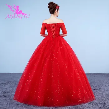 AIJINGYU 2021 fællesskab Tilpasset nye hot sælger billige bolden kjole snøre tilbage formelle kjoler til brudens brudekjole WK414