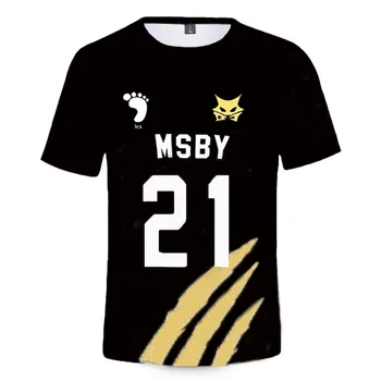 Haikyuu Cosplay T-Shirt Mænd Kostume Hinata Shouyou MSBY 21 Schweiden Adlers Korte Ærmer 3D Printet SportsTops