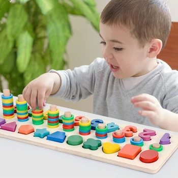 Varm 1 Indstil Træ-Matematik Toy Træ Montessori Materiale At Lære At Tælle Matchende Digital Form Række Tidlige Uddannelse Toy Gave N6