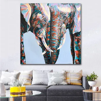 Abstrakte Farverige Afrikanske Elefant Lærred Maleri Plakater Udskriver Dyr Væg Kunst, Billeder Cuadros Boligindretning, Rum Udsmykning