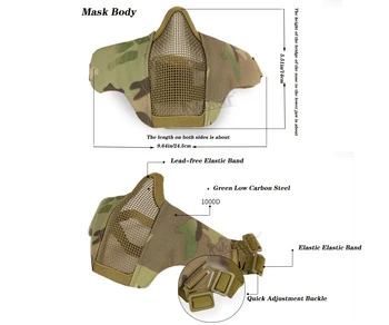Airsoft Maske Halv Metal Stål Taktiske CS Sammenklappelig Low-carbon Stål Wire Net Militære Paintball Jagt Maske