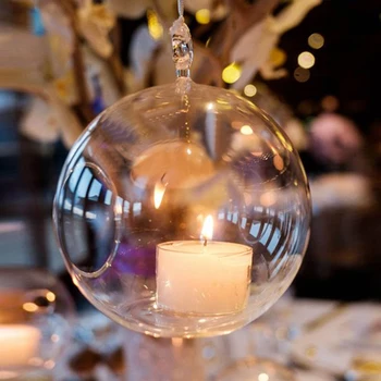 Nordisk Lysestage Te Lys Holder Dia.6CM Glas Runde Bryllup Home Decor Romantisk Vase, Lysestage Saftige Kugle Formet