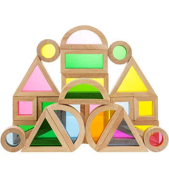 24 stk Træ Montessori Blok Toy Rainbow Stabling byggesten Børn Pædagogisk Legetøj kids legetøj Jul fødselsdag gaver
