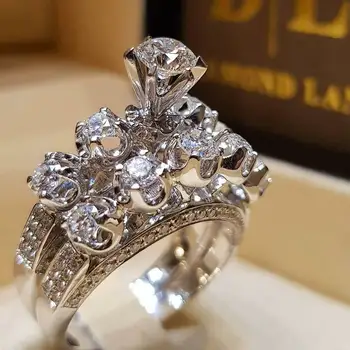S925 Splint Naturlige Moissanite Ring Set Fint Bizuteria Diamant Anillos Bryllup Brand Sæt 925 Smykker til Kvinder Bizuteria Ringe