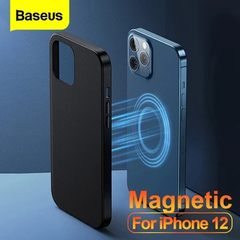 Baseus Magnetiske Phone Case For iPhone 12 Pro Max antal Telefonen Tilbage Dække For iPhone Tilfælde, Stødsikkert læderetui Oprindelige Fuld Dækning