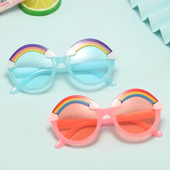 Rainbow Sol Briller Børn Runde Solbriller Børn Drenge Piger Farverige Baby Nuancer, Gule, Lyserøde Briller Søde UV400 Tendenser 2021