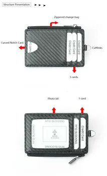 GENODERN 2020 RFID-Carbon Fiber Mønster Kortholderen med Lynlås Mønt Pung Mænds Multi-funktion Lynlås Mønt Pung Kortet Dækker