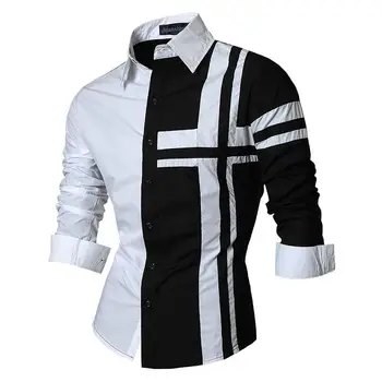 Jeansian Mænds Skjorter, Afslappet Elegant med Lange Ærmer Design-Knappen Nede Slim Fit Z014 Black2