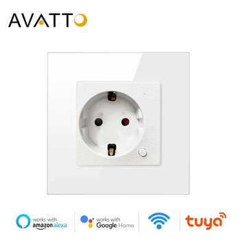 AVATTO Wifi Stikkontakten,EU-Standard Voice Fjernbetjening Stikket fra stikkontakten Fungerer sammen Med Google Hjem Alexa IFTTT Tuya Smart home