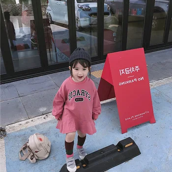 2018 Efteråret Nye Ankomst koreanske version bomuld Løs stil, alle-passer til afslappede Bogstaver påtrykt hoodie for cute fashion baby piger