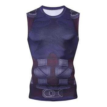 Herre Løbe T-shirt Winter Soldier 3D-Print Ærmeløs T-shirts til Mænd Kompression Shirt FITNESSCENTER Jogging Træning Sport Stramme Toppe Tee