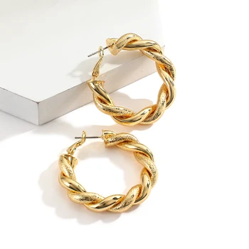 AENSOA 2020 Nye Mode Guld Farve Hoop Øreringe til Kvinder Vintage Twist Form Cirkel Øreringe Brincos Statement Smykker