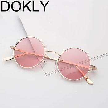 DOKLY 2019 Nye Mode Gule Runde Solbriller real UV400 Kvinder solbriller vintage solbrille-runde solbriller Gul linse