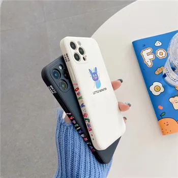 Søde Tegneserie Højre vinkel Design Bløde Flydende Silikone Phone Case for IPhone 11 12 Pro Max antal 12Mini X XS-XR 8 Plus Stødsikkert Dække