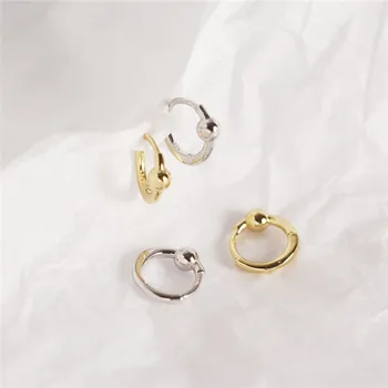 Ying Vahine 925 Sterling Sølv Geometriske Cirkel med Mini Perle Stud Øreringe til Kvinder
