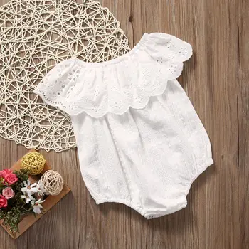 Gratis forsendelse Nyfødte Spædbarn Baby Pige Blonder Romper Jumpsuit Heldragt, Tøj, Tøj Sunsuit