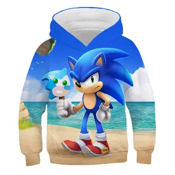 Sonic the Hedgehog Tøj Sommer Cool 3d Kids Hættetrøjer piger Familie-shirts Drenge hættetrøjer Mario Sweatshirt Efteråret Børns Toppe