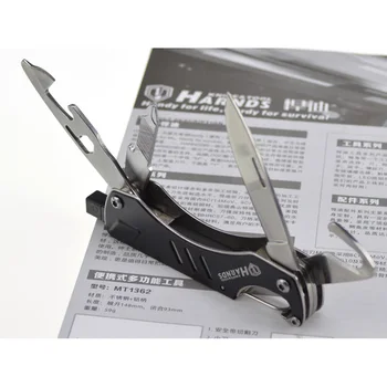 Harnds MT1362 Værktøjer med Multi Kniv + Cutter + Skruetrækker + Afbryder + Im + Nøglering Pocket Værktøj