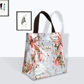 MABULA Udsøgt Tote Taske til Kvinder Romantisk blomstermønster London Stil skuldertaske miljøvenlige PVC Shopping Taske