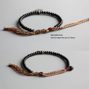 2019 Naturlige Kokos Shell Perler Simpelt Armbånd Med Seks Sande Mantra Ord Charme Tibetanske Lama Håndlavet Heldig Knuder Armbånd