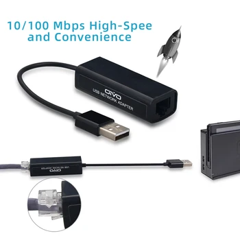 OIVO USB-Ethernet-Adapter, USB 2.0 10/100 Mbit / s netkort til RJ45 Lan for Windows 10 til Nintend Switch Ethernet USB-Adapter