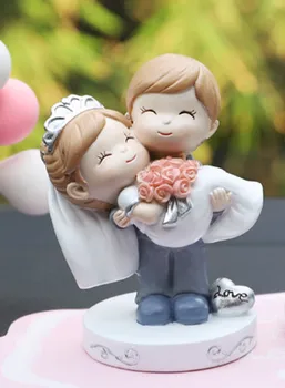 Cute Stil Brud og Brudgom Wedding Cake Topper Figurer Engagement /Wedding Cake Decorating Blandet Stil Bilen indenfor dekoration Figurer