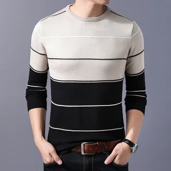 MÆND Solid Sweater Efterår Forår Pullovere bedste kvalitet Nice Plus størrelse 4XL Mænd Stribet Sweater Frakke Bomuld Pullover