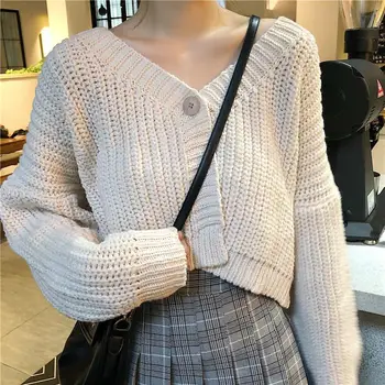 EBAIHUI Vintage Stilfulde og Solide Farve Kort Cardigan Sweater Kvinder 2020 Mode Efteråret Varm langærmet Overtøj Smarte Toppe