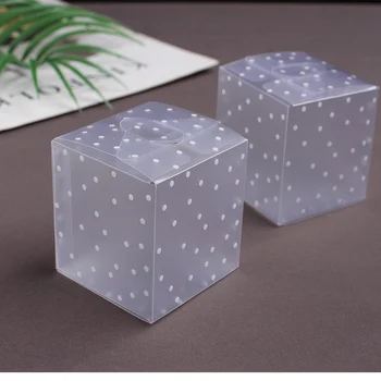 6*6*6 cm Frosted Gennemsigtige Prikker PVC Candy Box Bryllup Favoriserer julefrokost Cube gaveæsker-Slik Slik Kage Gave Poser
