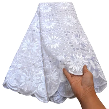 Hvid 2020 Nigerianske lace fabrics for brylluppet part, bomuld afrikanske store schweiziske voile blonder af høj kvalitet i schweiz QE302