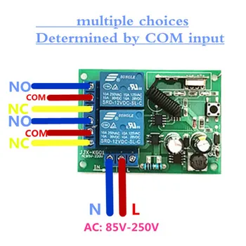 433Mhz universal trådløs fjernbetjening switch AC85-250V 220V 2CH relæ-modtager-modulet, og RF-433 Mhz for lyset skifte garage