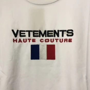 Frankrig Flag Vetements Broderi T-Shirts, Kvinder, Mænd, Bedste kvalitet, Vetements Streetwear Hip-Hop T-Shirts