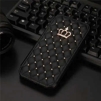 Til iPhone 6s 7 8 Plus X XS ANTAL XR Tilfælde Coque Crown Diamond Wallet Læder etui Flip Stå Dækning af Mobil Telefon Taske Med Kort Slot