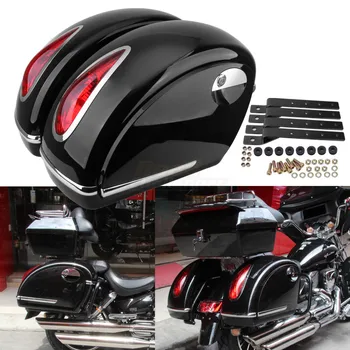 Motorcykel LED Saddeltasker Side Boksen For Harley/Kawasaki/Honda/Suzuki/Yamaha Universal Motorcykel Af ABS Plast Hårdt sadeltasker